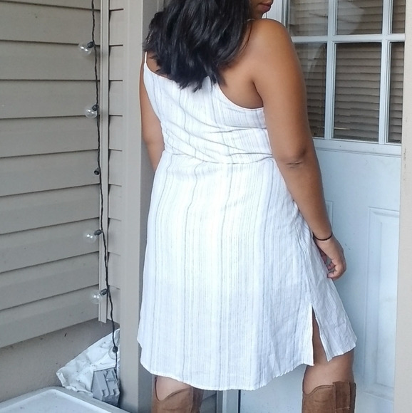 IVORY WHITE BLUE CREAM CAMI DRESS - Picture 4 of 9